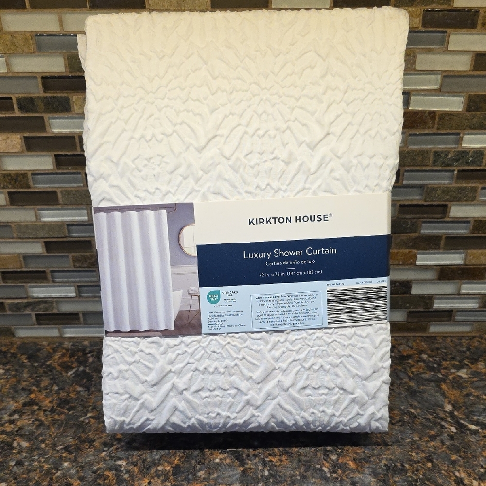 Kirkton House White Luxury Shower Curtain